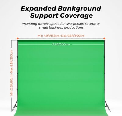 VK40 Professional Photography Lighting Kit with 9.8x9.8ft Green Backdrop with Stand, 24" Softbox Kit, 19" Pannel Light with Remote Control, Studio Equipment for Video Shoot/Photography - 이미지 2