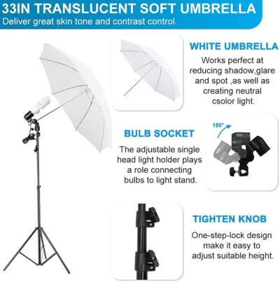 [Upgraded LED Bulb] Photography Lighting Kit 8.5x10ft Backdrop Support System and LED Softbox Set, 6400K Bulb, Umbrella, Video Studio Continuous Lighting Kit for Photo Studio, and Video Shooting - 이미지 7