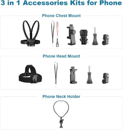 Phone Strap Mount Set,ChromLives Phone Chest Strap Mount +Phone Head Mount+Phone Neck Holder,3 in 1 Hands Free Phone Holder for Neck Head Chest Compatible with iPhone,Gopro Hero and More - 이미지 7