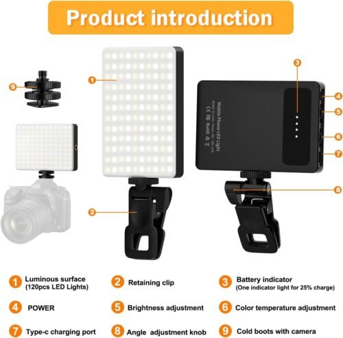 Phone Light, 8000Mah Rechargeable, Adjusted 3 Light Modes for Android, iPad, Laptop, for Makeup, TikTok, Vlog - 이미지 4