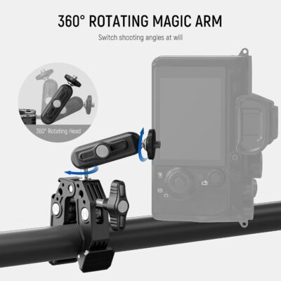 NEEWER Super Clamp with 3" Dual Ballhead Magic Arm, Cold Shoe, 1/4" Threads, Phone/Action Camera Mount Adapter for Desk Tripod Tube Crossbar Gimbal Rods Compatible with SmallRig GoPro DJI, ST83 - 이미지 4