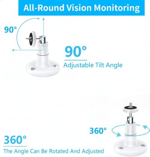 2 Pack Adjustable Security Wall Mount for Ring Camera&Stick Up Cam Battery,Indoor Outdoor Mount Bracket for Arlo HD/2/3/4,Ceiling Mount Kit for Plug-in HD Security Cam, Adhesive or Screw,No Drill - 이미지 3