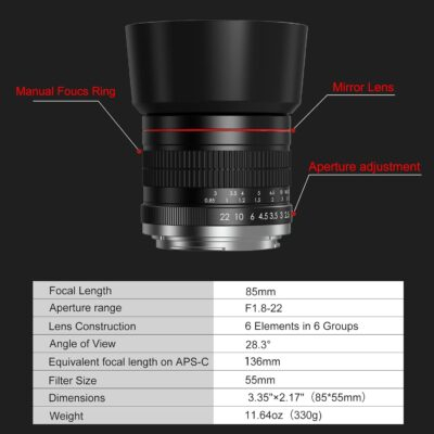 EF 85mm F1.8 Portrait Lens - Medium Telephoto Manual Cameras Lens for Canon EOS Rebel T Series (T8i/T7i/T7/T6/T3i/T2i/4000D/850D/SL3/SL2) & High-End DSLRs (6D Mark II/5D Mark IV/90D/80D/77D) - 이미지 5
