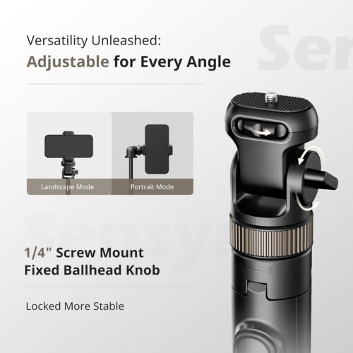 Sensyne 72" Extendable Tripod for iPhone & Selfie Stick with Detachable Phone Holder & Wireless Remote, Compatible with All Cell Phones, Black - 이미지 4