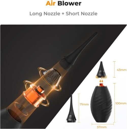 K&F Concept 10-in-1 Camera Lens Cleaning Kit for DSLR Camera Lens Filter Cell Phones with Advanced Silicone Air Blower*1+Short Nozzle*1+Long Nozzle*1+Cleaning Cloth*6+Cleaning Pen*1+15ML Cleaner*1 - 이미지 3