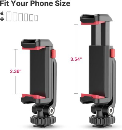 ULANZI Phone Tripod Mount ST-06S, New Universal Smartphone Mount Adapter with 2 Cold Shoe, 360° Rotates Adjustable Cell Phone Clip Clamp Holder, Compatible with iPhone, Samsung Galaxy and All Phones - 이미지 4