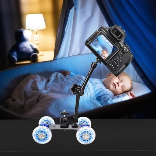 Camera Slider, Camera Table Dolly Slider Desktop Load Rail Roller Track 10KG Capacity Skater Car for DSLR Camcorder Mirrorless Cell Phones Smartphone Video Film Low Level Shooting Panning - 이미지 2