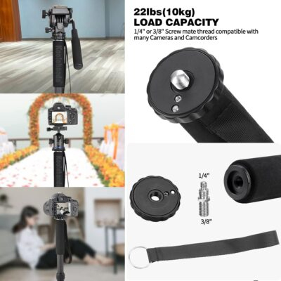 Koolehaoda Carbon Fiber Monopod, 6-Section Portable Compact Camera Monopod Unipod Stick. Max Load 22lbs/10kg - MP286C - 이미지 5