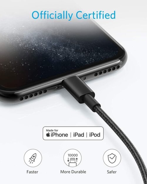 Anker USB A to Lightning Cable(6FT, 2Pack), MFi Certified Nylon USB to Lightning Cord for iPhone 14/13/12/11 Pro/11/XS MAX/XR/8/7/6s Plus Cable(Black) - 이미지 4