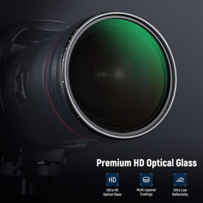 NEEWER 82mm True Color Variable ND2-ND400 Filter, Hard Stops Adjustable Neutral Density VND Filter with Multi Coated HD Optical Glass/Aluminum Frame/Water Repellent/Scratch Resistant - 이미지 7