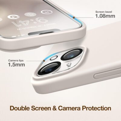 GONEZ Magnetic for iPhone 14 Case, Compatible with Magsafe, with Screen Protector + Camera Protector, Anti-Scratch Microfiber Lining, Liquid Silicone Shockproof Protective Phone Case, Stone - 이미지 5
