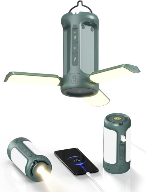 Foldable Camping Light Rechargeable Lantern, 10000mAh Power Bank, Portable Flashlight, IP54 Waterproof, 1/4" Screw Adapter, 750LM, 5 Modes, LED Tent Light for Camping, Hiking, Fishing