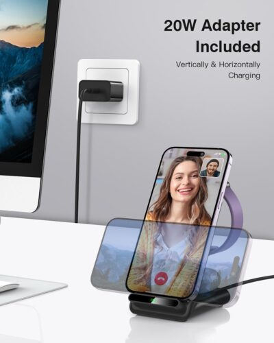 Wireless Charging Station,3 in 1 Charging Stand Made for Apple Watch Ultra 10 9 8 7 6 SE 5 4 3,Fast Wireless Charger Made for iPhone 16/15/14/13/12/11/X,for AirPods Pro(with Adapter) - 이미지 6
