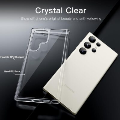 JETech Case for Samsung Galaxy S23 Ultra 5G 6.8-Inch, Non-Yellowing Shockproof Bumper Protective Phone Cover, Anti-Scratch Hard PC Back (Clear) - 이미지 3