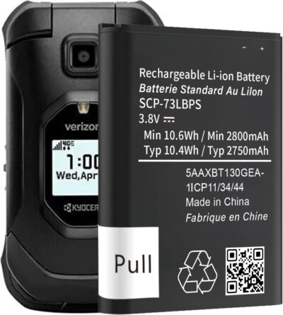SCP-73LBPS Battery,High Capacity Battery for Kyocera DuraXV Extreme E4810 Verizon Flip Phone Battery Replacement 2800mAh 3.8V/10.6Wh