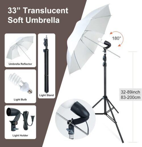 LINCO Lincostore Photo Video Studio Light Kit AM169 - Including 3 Color Backdrops (Black/White/Green) Background Screen - 이미지 5