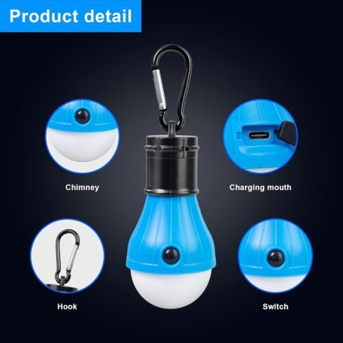 Led Camping Lantern USB Rechargeable,Outdoor Tent Lights for Camping Hanging,Kids with Clip Hook Camping Flashlight (4 Packs Black) - 이미지 4