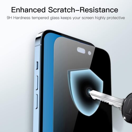 JETech Privacy Full Coverage Screen Protector for iPhone 14 Pro Max 6.7-Inch, Anti-Spy Tempered Glass Film, Edge to Edge Protection Case-Friendly, 2-Pack - 이미지 5