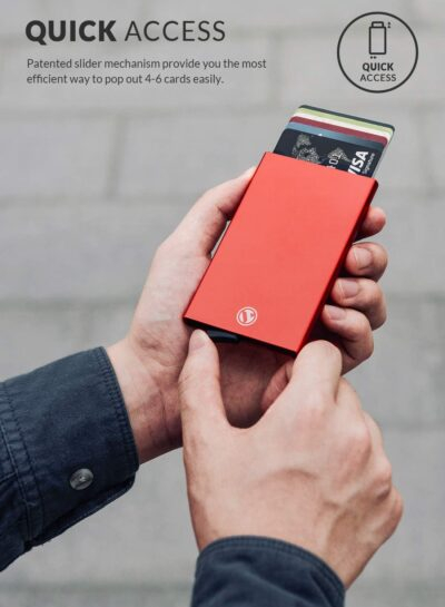 VULKIT Pop Up Wallet, Slim Minimalist Credit Card Holder For Men and Women RFID Blocking Mini Metal Case - 이미지 2