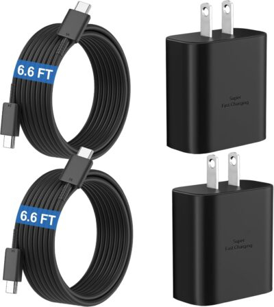 45W Super Fast Charger USB C Android Phone Charger Type C Charger Fast Charging Block with 6.6FT C Charger Cord for Samsung Galaxy S25/S25 Ultra/S25+/S24 Ultra/S24/S24+/S23/S22/S21/S20/Note20/Note 10