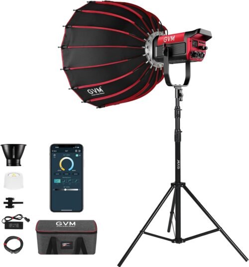 GVM 200W LED Video Light with Softbox, SD200B Photography Lighting Kit with Bluetooth Mesh Network/DMX Control, 2700K-6800K Studio Light Continuous Lighting Kit, 45400lux/1m, 12 Scene Effects