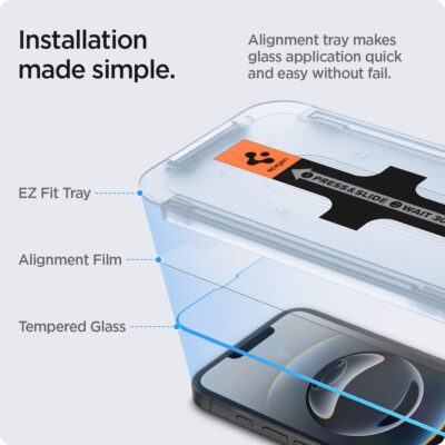 Spigen Tempered Glass Screen Protector [GlasTR EZ FIT] designed for iPhone 16e / iPhone 14 / iPhone 13 Pro/iPhone 13 [Sensor Protection - 2 Pack] - 이미지 3