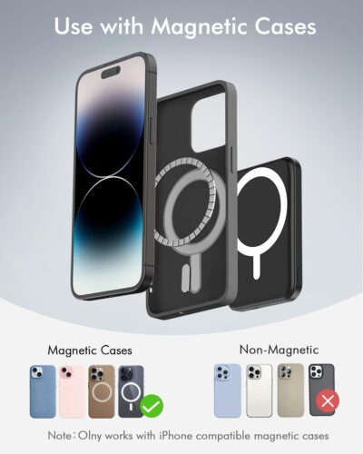 podoru for Magsafe Battery Pack, 5000mAh Magnetic Power Bank with Type-C Cable 20W PD Fast Charging Lighting Input Wireless Portable Charger for iPhone 16/15/14/13/12/ All Series-Black - 이미지 2