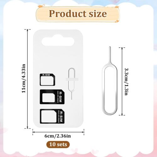 10 Pack Sim Card Adapter Kit, Sim Adapter 4 in 1 Micro Sim Card Adapter Standard Converter Kit with Sim Card Removal Tool and Steel Sim Tray for Smartphone Devices - 이미지 2