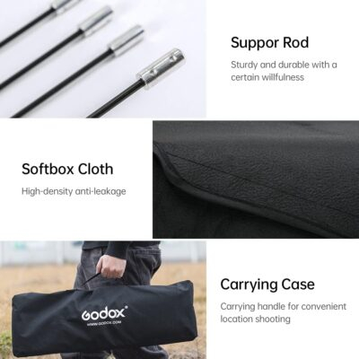 Godox 2PCS FW30x120cm/12 x47 Bowens Mount Strip Honeycomb Grid Softbox,Detachable Strip Soft Box with Bowens Mount Speedring,Curved Grid Softbox for Studio Strobe Flash Portrait Product Photography - 이미지 5