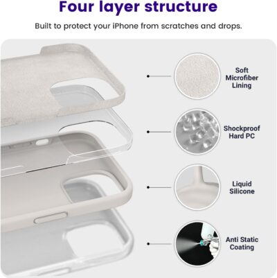 OTOFLY Compatible with iPhone 15 Case, Silicone Shockproof Slim Thin Phone Case for iPhone 15 (6.1 inch), (Stone) - 이미지 3