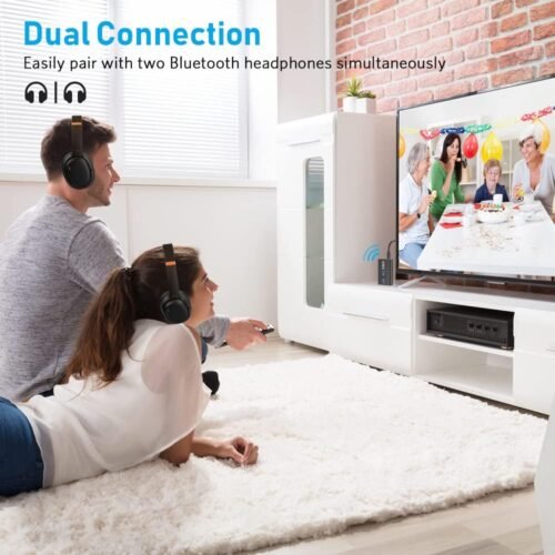 1Mii Bluetooth 5.3 Transmitter Receiver for TV to Wireless Headphones, Dual Link AptX Adaptive/Low Latency/HD Audio, Aux Adapter for Home Stereo, Airplane, Boat, Gym - 이미지 2