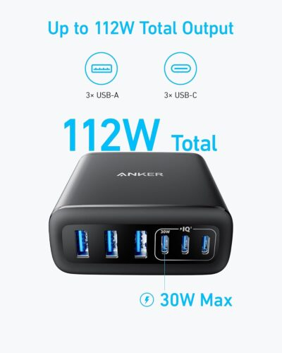 Anker Desktop Charger, Fast Charging USB C Charger, 112W Max 6-Port Charging Station, for iPhone, iPad, MacBook, Samsung and More (Cable Not Included) - 이미지 4
