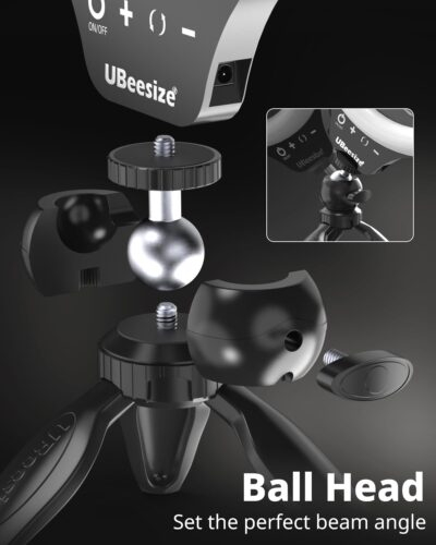 UBeesize 10" Selfie Ring Light with Tripod Stand & Cell Phone Holder, Dimmable Desktop LED Circle Light for Live Streaming/Makeup/YouTube/TIK Tok, Compatible with iOS and Android Phones Black - 이미지 2