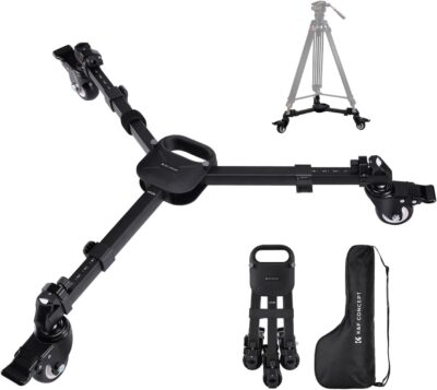 K&F Concept Photography Tripod Dolly, Heavy Duty with 3" Rubber Wheels 44lbs Capacity, Compact Video Tripod Dolly with Adjustable Legs and Carry Bag for DSLR Cameras Camcorder.