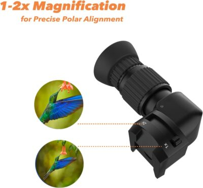 Right Angle Viewfinder for Camera with 6 Mounting Adapters - Compatible with Canon Nikon Samsung Pentax Olympus|90° DSLR View Finder w/ 1X - 2X Magnification/360°Rotating for A Comfortable View - 이미지 4