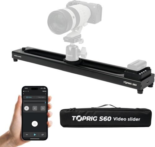 Accsoon Toprig 24''/60cm Camera Slider Motorized, Button and APP Control, Video Mode/Time-Lapse/Loop Mode/120° Panoramic for Video Shooting Photography Video Slider, Compatible with Gopro DSLR Camera