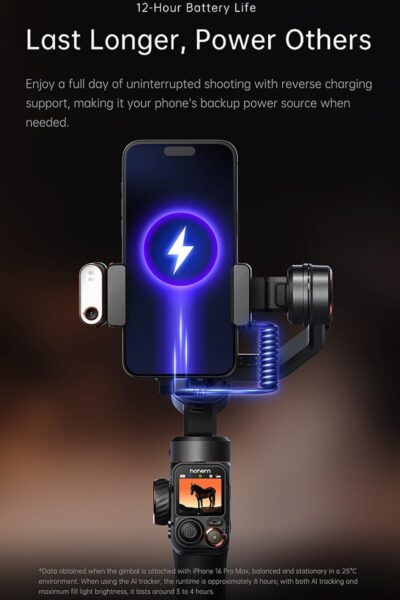 hohem iSteady M7 Gimbal Stabilizer for iPhone Android Smartphone with AI Tracking,3-Axis Phone Gimbal with Fill Light and 1.4" Detachable Touchscreen Remote Control for YouTube TikTok Vlogging Travel - 이미지 9