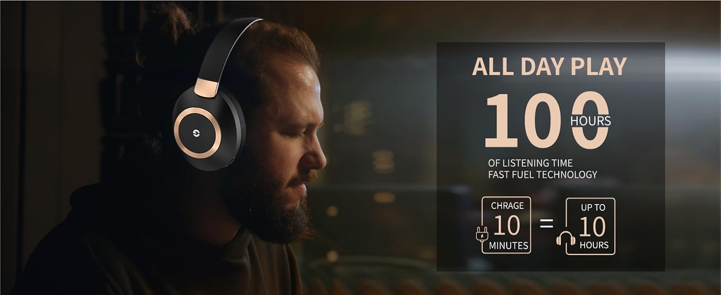 Active Noise Cancelling Headphones, 100H Playtime Headphones Wireless Bluetooth, Bluetooth Headphone with Mic, Over Ear Wireless Headphone with Deep Bass,Fast Charging for Travel 9 Active Noise Cancelling Headphones, 100H Playtime Headphones Wireless Bluetooth, Bluetooth Headphone with Mic, Over Ear Wireless Headphone with Deep Bass,Fast Charging for Travel-