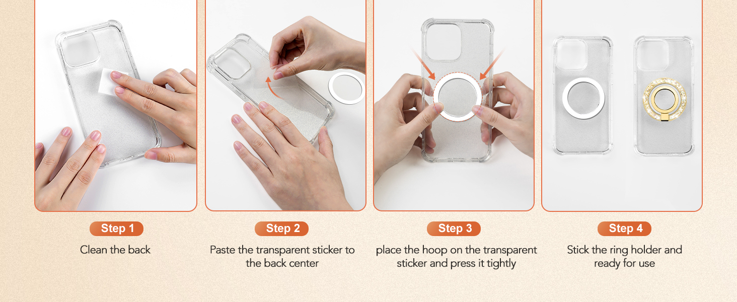 GVIEWIN Magnetic Phone Ring Holder, Compatible with MagSafe Phone Grip with Adjustable Stand, Magnet Phone Ring Kickstand for iPhone 16 Pro Max/Plus/15/14/13/12 Series/Other Phones (Glitter/Gold) 10 GVIEWIN Magnetic Phone Ring Holder, Compatible with MagSafe Phone Grip with Adjustable Stand, Magnet Phone Ring Kickstand for iPhone 16 Pro Max/Plus/15/14/13/12 Series/Other Phones (Glitter/Gold)-