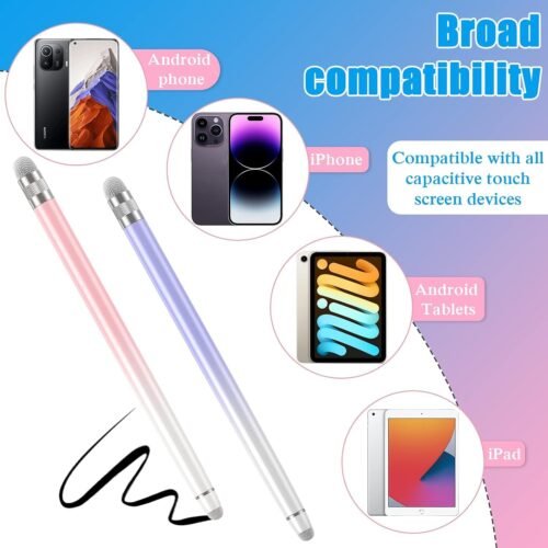 2PCS Stylus Pens for Touch Screens,Stylus Pen for iPhone/iPad/Tablet Android/Microsoft Surface,Compatible with All Touch Screens(White Pink/White Purple) - 이미지 6