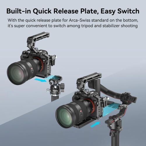 SmallRig A7 III / A7R III Camera Cage Kit for Sony Alpha 7 III/Alpha 7R III, Full Cage with Top Handle for ARRI and Cable Clamp, Built-in Cold Shoe and NATO Rails - 4198 - 이미지 6