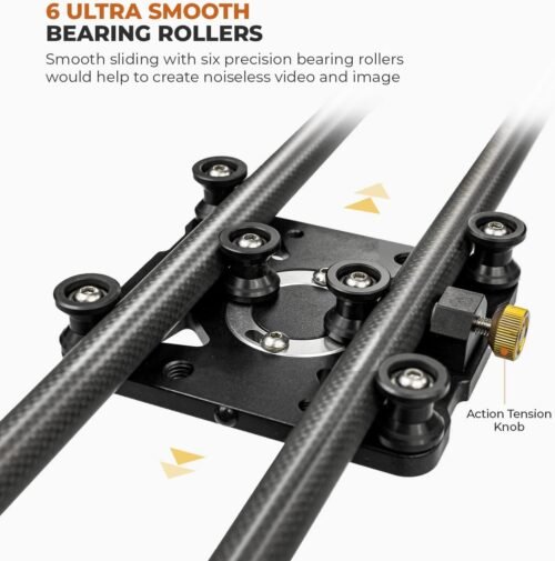 (Upgraded) 47 in Carbon Fiber Camera Slider / 120cm Dolly Track Rail, Smooth Bearing Stabilizer, Height Adjustable, Spirit Level, AGG1982 - 이미지 4