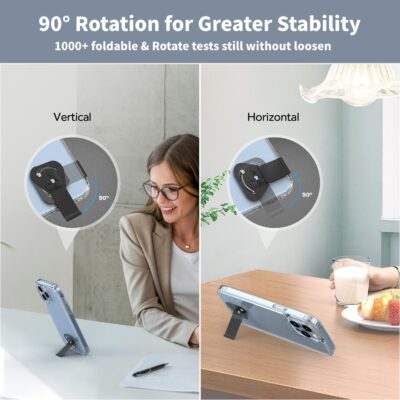 OUTXE 2 Pack Ultra-Thin Phone Kickstand, Universal Kickstand for Phone case Vertical/Horizontal Metal Rotatable Phone Stand for Desk for iPhone 15/14/13/12/11 Mini Plus Pro Max, Galaxy S24 - Black - 이미지 4