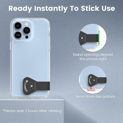OUTXE 2 Pack Ultra-Thin Phone Kickstand, Universal Kickstand for Phone case Vertical/Horizontal Metal Rotatable Phone Stand for Desk for iPhone 15/14/13/12/11 Mini Plus Pro Max, Galaxy S24 - Black - 이미지 7