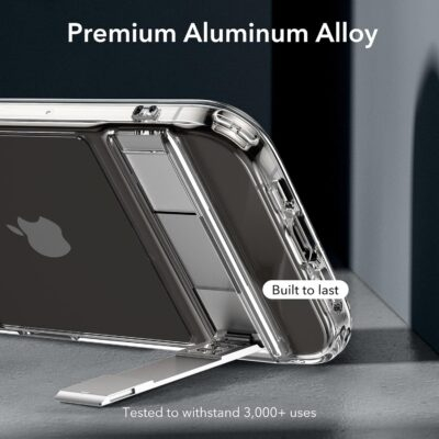 ESR for iPhone 15 Pro Max Case, Metal Kickstand Case, 3 Stand Modes, Military-Grade Drop Protection, Supports Wireless Charging, Slim Back Cover with Patented Kickstand, Boost Series, Clear - 이미지 4