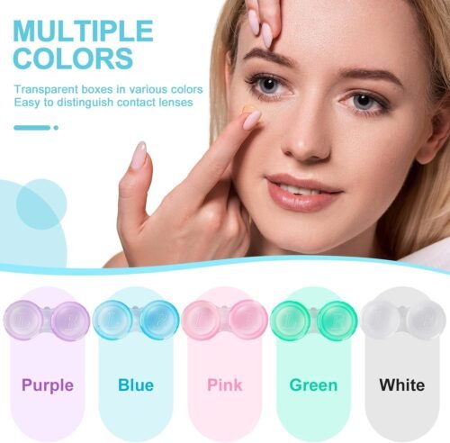 50 Pack Contact Lens Cases, Transparent Contact Cases Bulk in 5 colors, Cute Contact Lenses Case Leak-proof, Eye Contact Case for Home and Travel - 이미지 2