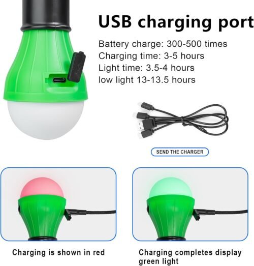 Led Camping Lantern USB Rechargeable,Outdoor Tent Lights for Camping Hanging,Kids with Clip Hook Camping Flashlight (4 Packs Black) - 이미지 2