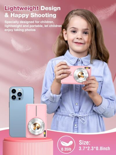 Digital Camera,FHD 1080P Kids Camera 44MP Point and Shoot Digital Cameras with 32GB Card,16X Zoom,Anti-Shake,Date Stamp,Compact Small Cameras Photography for Kids Student Teen Girl Boy(Pink) - 이미지 5