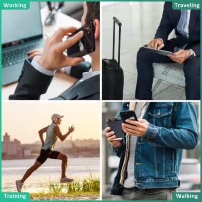 3Pack Cell Phone Card Holder Pocket for Back of Phone,Stretchy Stick on Wallet Credit Card ID Case Pouch Sleeve Self Adhesive Sticker with Flap for iPhone Samsung Galaxy-2Black+1Navy Blue - 이미지 9