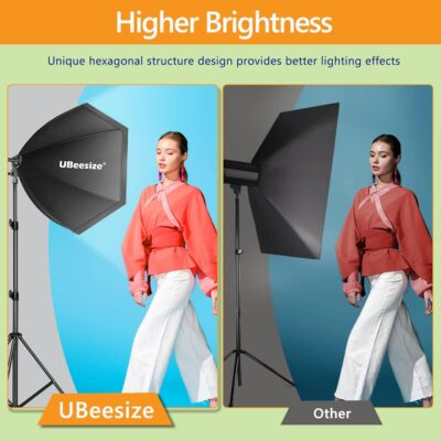 UBeesize Softbox Photography Lighting Kit, Continuous Lighting Kit with 30" x 30" Reflector and 3 Color Temperature 85W 3000K-7500K Bulb, Photo Studio Lighting for Video Recording, Portrait Shooting - 이미지 4